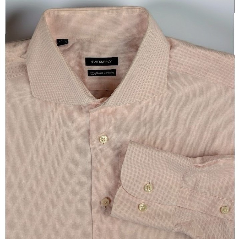 Suitsupply Pink Egyptian Cotton Micro Texture Shirt 16.5 42 Tessitura Monti